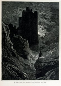 Croque-Mitaine; ilustracja z 1863 r., Gustave Dore (1832 – 1883); Francuski artysta, grafik, ilustrator. Croque-Mitaine (straszak) to złośliwa postać prezentowana dzieciom, aby je przestraszyć, a tym samym uczynić je mądrzejszymi. autorstwa Gustave Dore