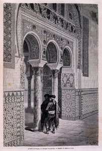 Fragment arkady Alcazar w Sewilli - autorstwa Doré, w „Tour du Monde”, II sem. 1866. autorstwa Gustave Dore