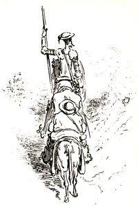 Don Kichot na koniu, za nim Sancho na ośle autorstwa Gustave Dore