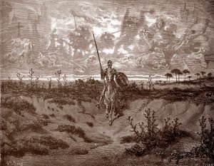 Don Kichot wyruszający na swoje przygody Rycina Gustave Dore (1832-1883) dla „L
