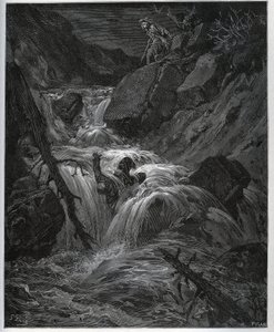 Dorothee, deguisee jako młody chłop, uwalnia swojego lubieżnego lokaja - z „Don Kichota z Manchy” Miguela Cervantesa autorstwa Gustave Dore