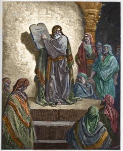 Ezdrasz Skryba czyta Prawo ludowi - - Grawerowanie w „The Bible illustree” Gustave