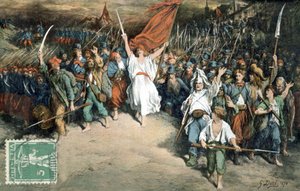 Republika Francuska prowadząca Francuzów do walki z Prusakami, rysunek Gustave