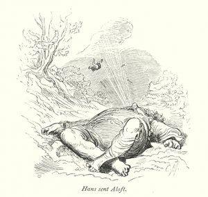 Hans wysłany w górę (grawerunek) autorstwa Gustave Dore