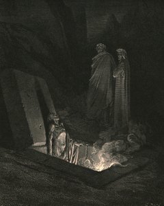 On, gdy tylko stanąłem u stóp grobowca, spojrzał na mnie, c1890. autorstwa Gustave Dore