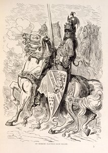 Ilustracja przedstawiająca Rolanda na koniu. z La legende de Croque-Mitaine. autorstwa Gustave Dore