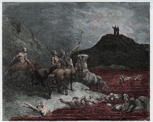 Piekło, Pieśń 12: Nessus autorstwa Gustave Dore