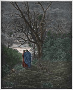 Inferno, Canto 1 : Pojawia się wilczyca, ilustracja z "Boskiej komedii" Dantego Alighieri, 1885 autorstwa Gustave Dore