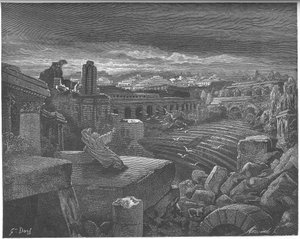 Wizja Izajasza o zniszczeniu Babilonu, 1897 autorstwa Gustave Dore