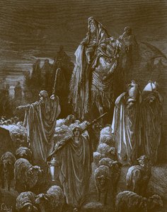 Jakub podróżujący do Egiptu, autorstwa Doré - Biblia autorstwa Gustave Dore