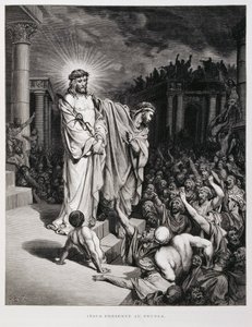 Jezus przedstawiony ludziom podczas procesu, ilustracja z Biblii Dore