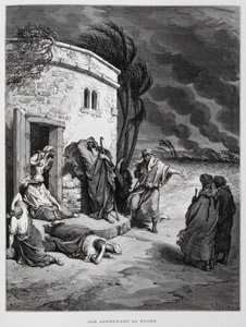 Hiob rozumie swoją ruinę, ilustracja z Biblii Dore