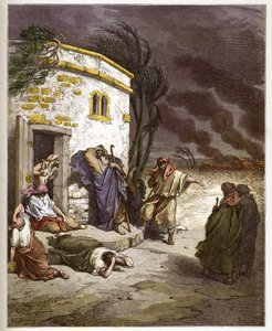 Hiob dowiaduje się o swojej ruinie - Hiob uczył się sa ruine - - Grawerowanie w „The Bible illustree” Gustave