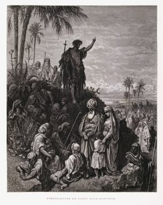 Jan Chrzciciel wygłaszający kazanie, ilustracja z Biblii Dore
