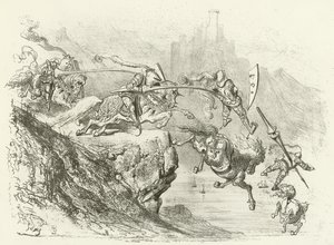 Błędny rycerz w XII wieku (grawiura) autorstwa Gustave Dore