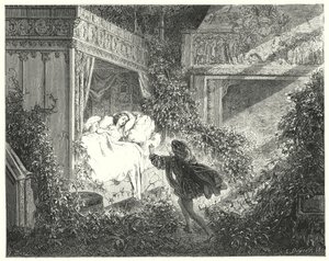 Śpiąca królewna; Śpiąca Królewna (grawerunek) autorstwa Gustave Dore