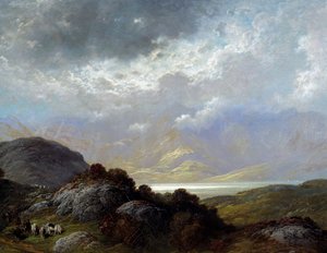 Krajobraz Szkocji Malarstwo Gustave Dore (1832-1883) XIX-wieczne Caen, Muzeum Sztuk Pięknych autorstwa Gustave Dore