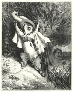Mistrz Kot lub Kot w Butach; Kot w butach (grawerunek) autorstwa Gustave Dore