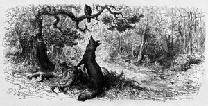 Kruk i lis (grawerowanie autorstwa Gustave Dore
