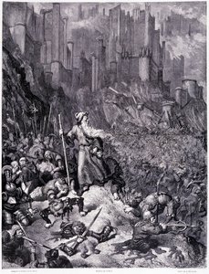 Bitwy, płyta IX - Ilustracja Gustave Dore (1832-1883), do wędrówki La legende du Jeif Pierre