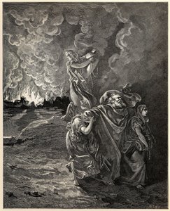 Lot i jego córki uciekają z Sodomy autorstwa Gustave Dore
