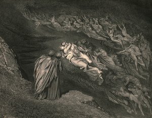 Miłość doprowadziła nas do jednej śmierci: Kaina czeka na duszę, która podzieliła nasze życie, ok. 1890 r. autorstwa Gustave Dore