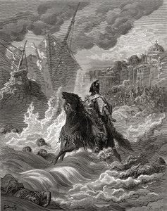 Mohammed II (1432-81) przed Konstantynopolem w 1453, ilustracja z „Bibliotheque des Croisades” J-F. Michaud, 1877 (lito) autorstwa Gustave Dore