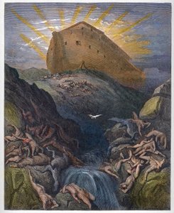 Arka Noego - Gołąb Wysłany z Arki - Gołąb Wysłany z Arki Noego - Grawerowanie z „”Ilustracja Biblii” Gustave