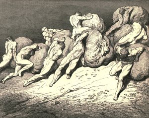 Nie całe złoto, które jest pod księżycem lub kiedykolwiek było, około 1890 roku. autorstwa Gustave Dore