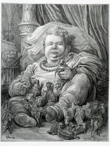 Pantagruel otacza krowy – w „Gargantua” Rabelaisa, chor. Gustave Dore autorstwa Gustave Dore