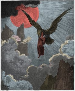 Purgatorio, Canto 9 : Dante we śnie unoszony przez orła, ilustracja z „Boskiej komedii” Dantego Alighieri, 1885 autorstwa Gustave Dore