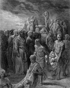 Richard, stosując represje, skazał jeńców na egzekucję - rycina Gustave Doré autorstwa Gustave Dore