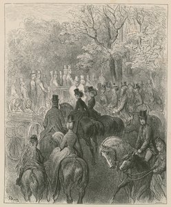 Rotten Row, Hyde Park, Londyn autorstwa Gustave Dore