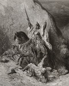 Saladyn Yusuf (zm.1173) sułtan podczas drugiej krucjaty, ilustracja z „Bibliotheque des Croisades” J-F. Michaud, 1877 r. autorstwa Gustave Dore