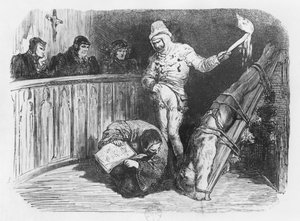 Scena Inkwizycji, ilustracja z „Essais” Michela Eyquema de Montaigne (1533-92) (rycina) (fot. bw) autorstwa Gustave Dore