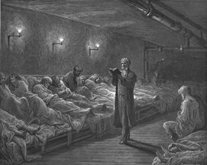 „Czytelnik Pisma Świętego w nocnym schronieniu”, 1872. autorstwa Gustave Dore