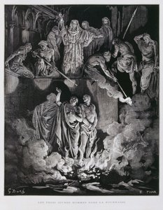 Szadrach, Meszach i Abednego w piecu ognistym, ilustracja z Biblii Dore