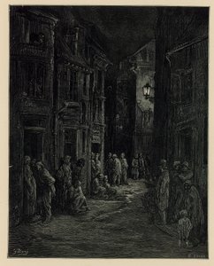 Mieszkania slumsów (grawerowanie) autorstwa Gustave Dore