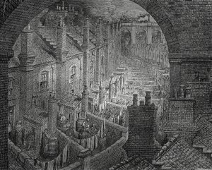 Slumsy Londynu, rycina Gustave Dore (1832-1883) autorstwa Gustave Dore