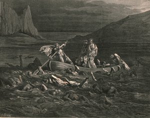 Wkrótce obaj wyruszają, przecinając fale, ok. 1890 r. autorstwa Gustave Dore