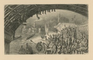 Widzowie oglądający wyścig łodzi autorstwa Gustave Dore