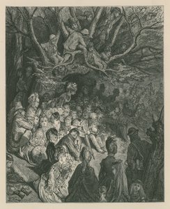 Widzowie oglądający wyścig łodzi z brzegu rzeki autorstwa Gustave Dore