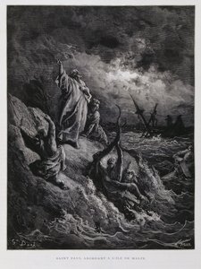 Paweł lądujący na Malcie, ilustracja z Biblii Dore