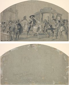 Scena uliczna (rekto); Szkice (verso) autorstwa Gustave Dore