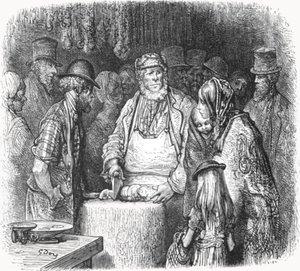 „Rzeźnik – Newport Market Alley”, 1872. autorstwa Gustave Dore