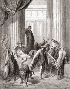 Towarzysze Ulissesa z XIX-wiecznego wydania Fables de La Fontaine (drewno) autorstwa Gustave Dore