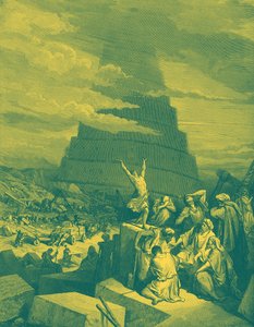 Pomieszanie języków (Wieża Babel) - Biblia autorstwa Gustave Dore