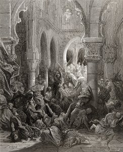 Krzyżowcy mordują mieszkańców Cezarei, ilustracja z „Bibliotheque des Croisades” J-F. Michaud, 1877 r. autorstwa Gustave Dore