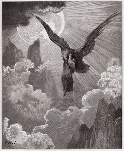 Boska Komedia (La Divina Comedia, La Divine Comedie), Purgatorio, Canto 9: Dante we śnie unoszony przez orła - Dante Alighieri (1265-1321) - Ilustracja Gustave Dore (1832-1883) autorstwa Gustave Dore