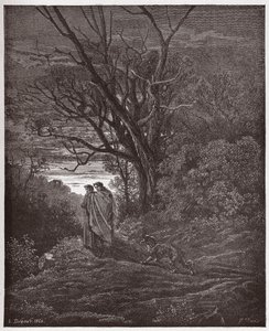 Boska Komedia (La Divina Commedia, La Divine Comedie), Inferno, Canto 1: Pojawia się wilczyca - Dante Alighieri (1265-1321) - Ilustracja Gustave Dore (1832-1883) autorstwa Gustave Dore
